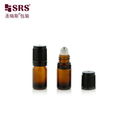 kaufen BLPF-5ml Rundschulter Blau-Grün-Bramber-Glasflasche mit manipulationssicheren Deckel und Glaskugel für Öl Online-Herstellung