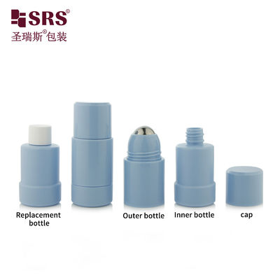 kaufen Benutzerdefinierte, runde, drehbare blaue Deodorant-Roll-On-Flasche 50 ml 75 ml Online-Herstellung