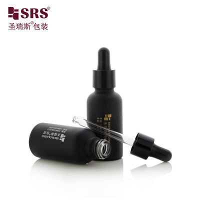kaufen D001-50ml Anpassbare Etikett Leere Tropfflasche Schwarz Matt Beschichtung Design Für Körperpflege Hautpflege Produkte Mit Gold Heißfolienprägung Logo Service Online-Herstellung