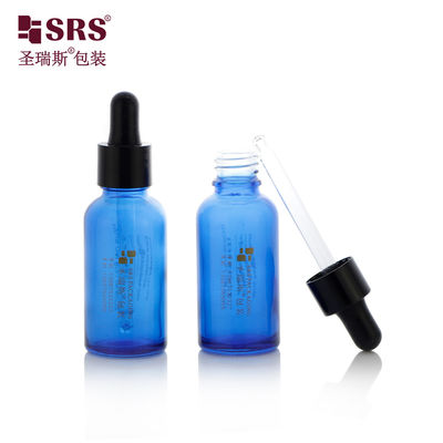 kaufen D001-50 ml Beschichtung Blau-transluzentes Glas-Ätherische Ölflasche mit glänzendem schwarzem Tropfdropper Mehrfachkapazität für Aromatherapieprodukte Online-Herstellung