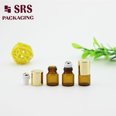 kaufen Leere 1-ml-Tintenrollerflasche aus bernsteinfarbenem Glas von SRS mit goldenem Aluminiumverschluss Online-Herstellung