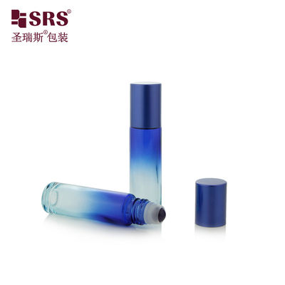kaufen BLPM-10ml 100% auslaufsichere, dickwandige Form Dunkelblaue Glas-Rollerflasche mit Edelstein-Kugel für Serum-Kosmetikverpackungen Online-Herstellung