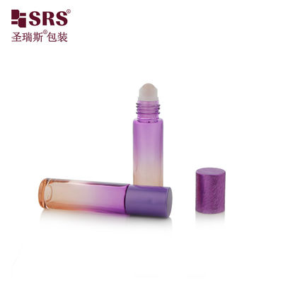 kaufen BLPM-10ml niedliche lila Glasflaschen zylindrische runde 21 mm Durchmesser Flasche mit Aluminiumkappe für Parfümöle Online-Herstellung