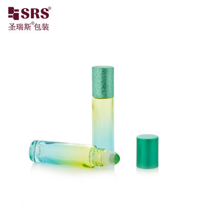kaufen BLPM-10ml Aqua Green Gradient Industrieller Glas-Parfümflakon-Behälter mit Roll-On-Kugel für Körperpflege-Hautpflege-Essenz Online-Herstellung