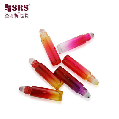 kaufen BLPM-10ml Hot Red Gradient Magenta Glasfläschchen mit Roll-On-Aufsatz und Metallkappe, Stahlkugel für ätherische Öle Online-Herstellung