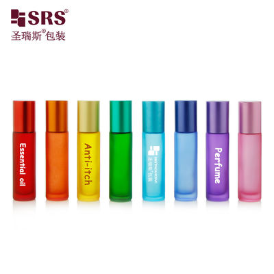 kaufen BLPM-10ml Herstellung Regenbogenfarbe Anpassungsmöglichkeiten Oberfläche Frosted Handling Leere Glasflasche 10ml mit Jade Kugel Für Anti Juckreiz Duftöl Online-Herstellung