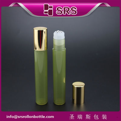 kaufen Kosmetischer Luxus 15ml grüne Farbe Kunststoff-Roll-on-Flasche mit drei Stahlkugeln Online-Herstellung