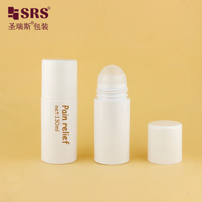 kaufen PET43-130ML Leere, weiße, runde, umweltfreundliche PET-Kunststoffflasche mit großem Rollerball für Massagen Online-Herstellung