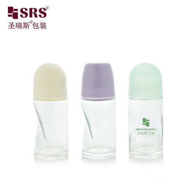 kaufen BLPG-B-50ml Empty round Clear glass personal care roll bottle vial container with pP massage ball Online-Herstellung