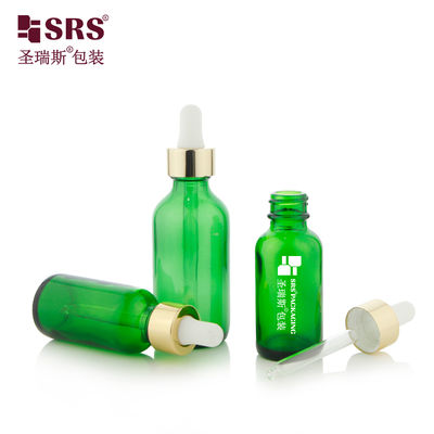 kaufen Luxury Collar 1oz 2oz Green Glass Dropper Bottle for Essential Oil Online-Herstellung