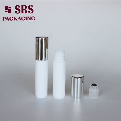 kaufen SRS leere Kosmetik-Rollerflasche aus weißem Kunststoff mit 5 ml Fassungsvermögen und silberner Kappe Online-Herstellung