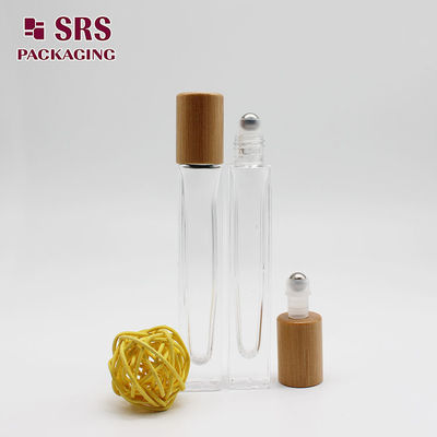 kaufen SRS Kosmetik Clear 10ml Parfüm Quadratische Glas-Rollerflasche mit Bambusdeckel Online-Herstellung
