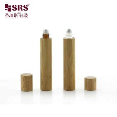 kaufen Tragbare 10ML leere Bambus-Roll-On-Flasche mit Bambusdeckel, bernsteinfarbene Flasche, transparente Flasche, Fenster-Himmelslicht-Design, auf Lager Online-Herstellung