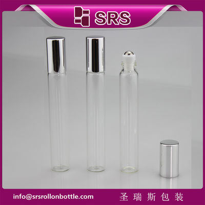 SRS 10 ml Rollerball-Flasche aus klarem Glas mit silbernem Aluminiumverschluss