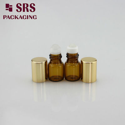 SRS leere 1 ml bernsteinfarbene Mini-Glasprobenrolle auf Flasche mit goldenem Aluminiumdeckel