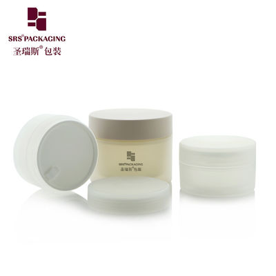 SRSJK-100g 150g 200g 250g Weißes Kunststoff-Umweltfreundliches Glas mit Doppelwand Eingefrorener Schimmel Injektionsbehälter mit Schraubdeckel Für Buttercreme Mit Seidenschirmdruck