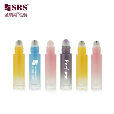 BLPM-10ml Zylindrische Rundflasche mit schrägem Gradient, rosa Farbe, Formglasflasche für die Körperpflege mit farbiger Plastikkappe