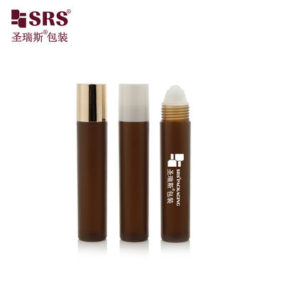 Haltbare RPP P -20ml Matte, mattierte Ausführung, leere kaffeebraune Roll-On-Flasche mit goldfarbenem Schraubverschluss für die Augenpflegeverpackung