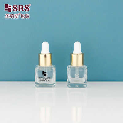 D392-8ml Laborquadratische klare leere Glastropffflaschen mit schwarzem Seidenschirm