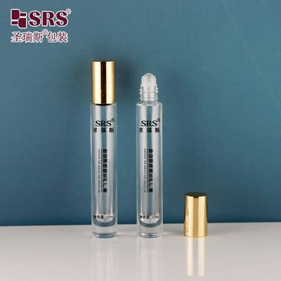 10 ml runde Glas-Rollerflasche mit farbig eloxiertem Aluminiumdeckel und dickem Boden für ätherische Öle und Parfums