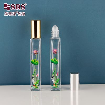 10ml Quadratische, dickwandige Glas-Roll-On-Flasche mit Rollkugel-Applikator für Parfüm und ätherische Öle