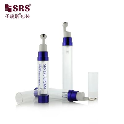 Kostenlose Probe Edelstahlkugel auf Flasche 8ml 10ml 15ml Kunststoff PETG Augencreme Luftlose Rollflasche