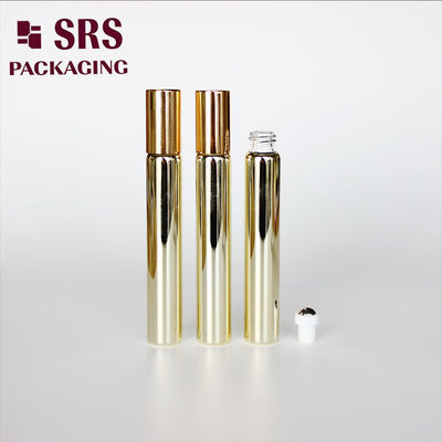 SRS Cosmetic, leere 10-ml-Parfümflasche aus goldenem Glas mit Rollkugel