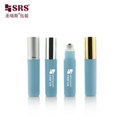 RPA-5ML Blaue leere Plastikflasche mit Silber-Metall-Rollerkugeln