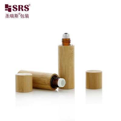 Kosmetische Glas-Bambus-Roll-On-Flasche 5ml für ätherische Öle Parfüm